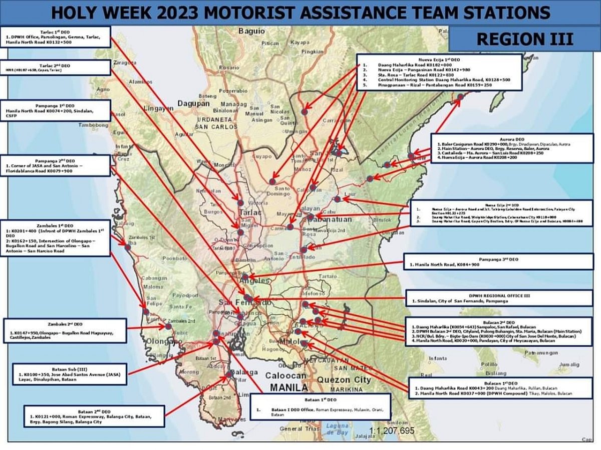 Dpwh Rizal Map DPWH: 30 stations ready to assist motorists in C.Luzon