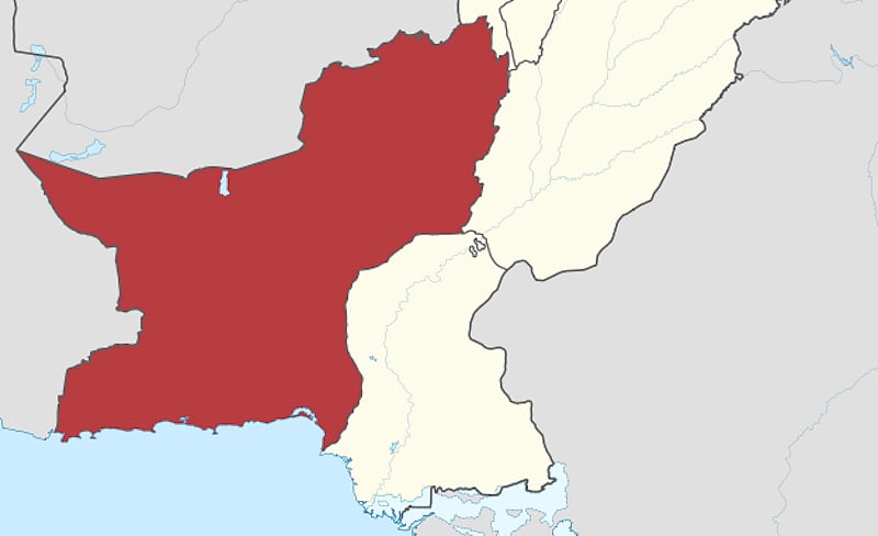 Balochistan province on a map of Pakistan.