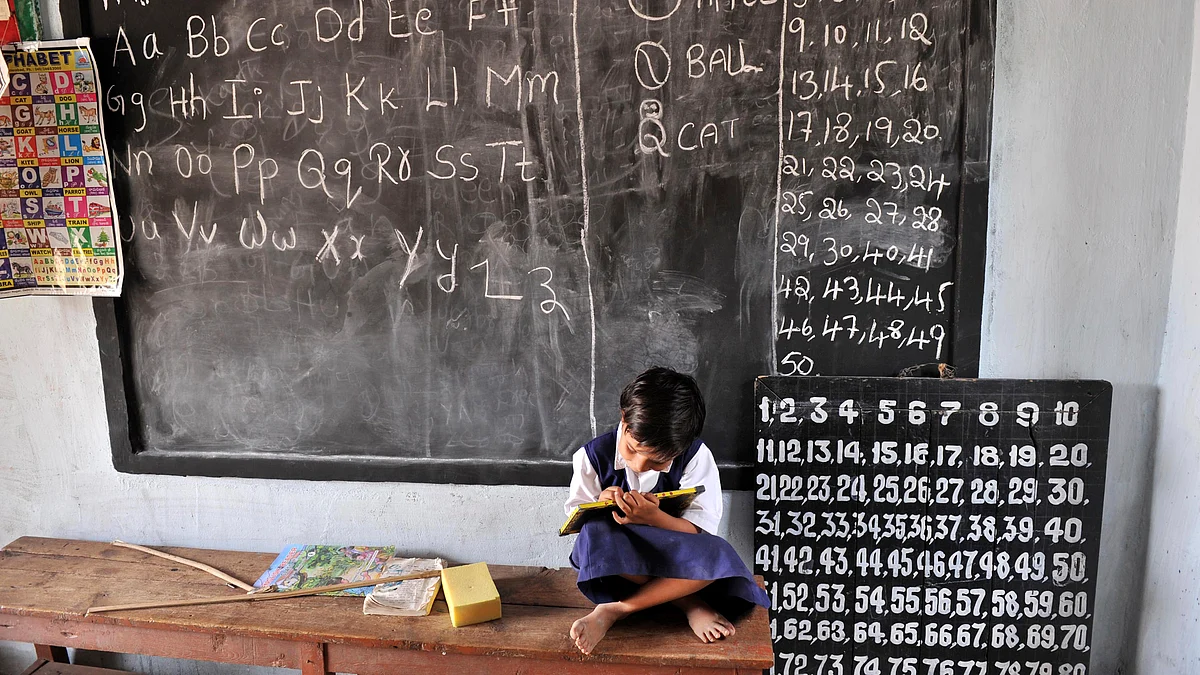 A  girl in a government school. (NOAH SEELAM/AFP/Getty Images)