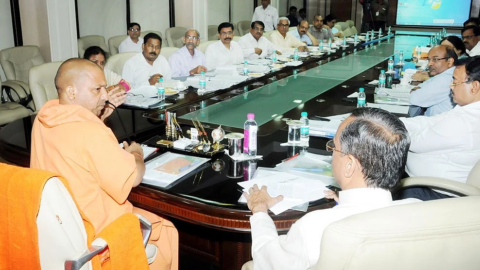 Yogi Adityanath in a meeting&nbsp;