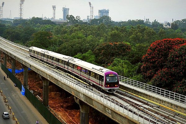 A Namma Metro train built by BEML in Bengaluru (Photo credit: Manjunath Kiran/AFP/GettyImages)