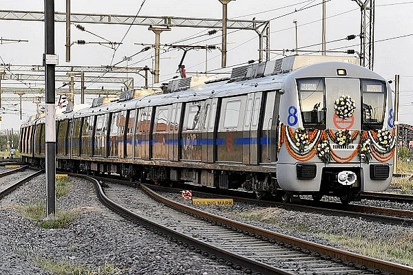 A brand new Delhi Metro coach (Mohd Zakir/Hindustan Times via Getty Images)