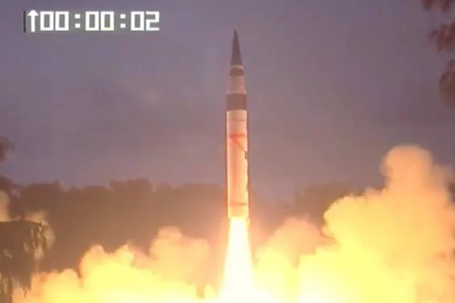 Agni-V test  (Photo via Shiv Aroor/YouTube) 