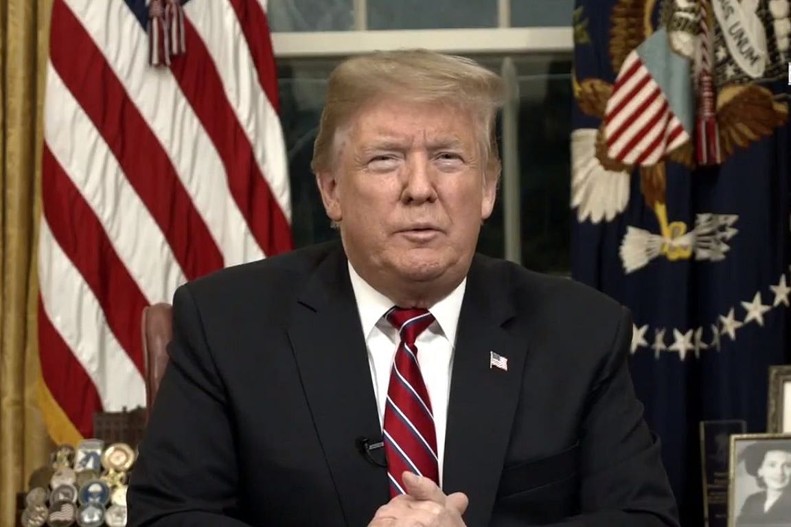 US President Donald Trump during his oval office address (@realDonaldTrump/Twitter)