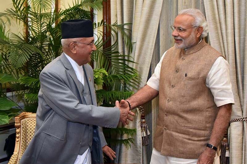 Prime Minister Narendra Modi and Prime Minister of Nepal K P Sharma Oli