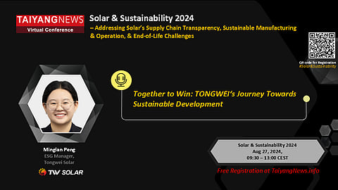 TaiyangNews Solar & Sustainability Virtual Conference - Tongwei Solar - China Solar PV News Snippets