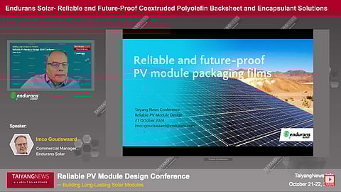 Cost-effective & reliable: Endurans Solar offered a brief insight into coextruded polyolefin-based backsheet and encapsulant solutions at the TaiyangNews virtual conference. (Photo Credit: TaiyangNews) 