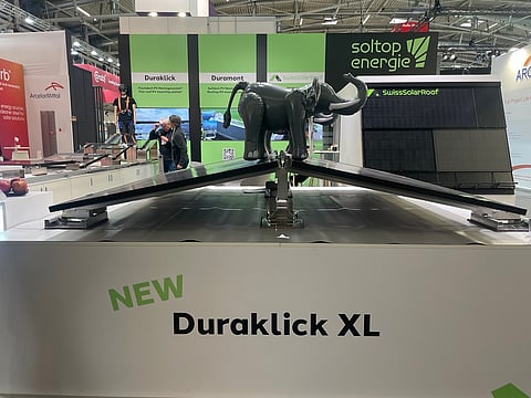 Soltop’s latest addition to its flat-roof mounting solution, Duraklick XL. The structure is claimed to support a weight of 1,200 kg. (Photo Credit: TaiyangNews)