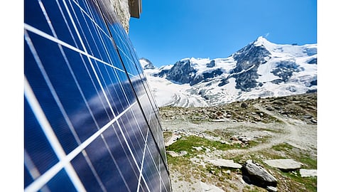 Solar panels in snow