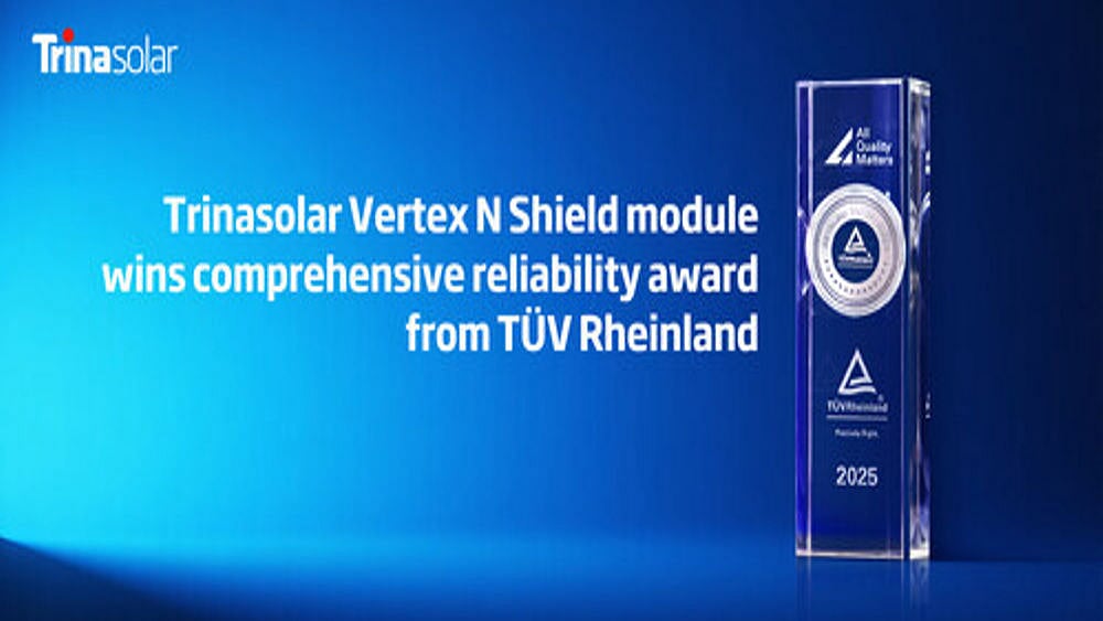 Reliability Award For Trinasolar’s Vertex N Shield Solar Module