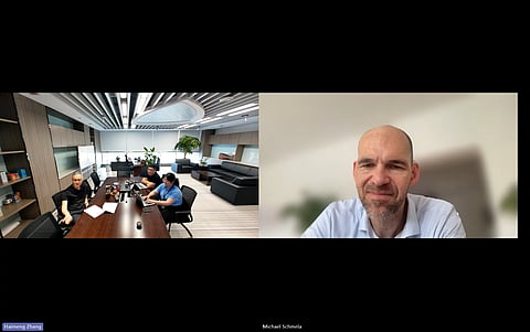 LONGi Solar's Chief Strategy & Sustainability Officer, Haimeng Zhang discusses the company's sustainability and ESG practices across the module value chain in an interview with TaiyangNews' Managing Director, Michael Schmela. (Photo Credit: TaiyangNews)