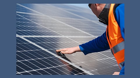 CPA New Energy Incubator person touching solar panel