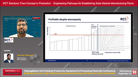 RCT’s presentation emphasized how engineering readiness, realistic cost planning, and strong internal capabilities shape the long-term viability of module manufacturing projects in India. (Photo Credit: TaiyangNews)