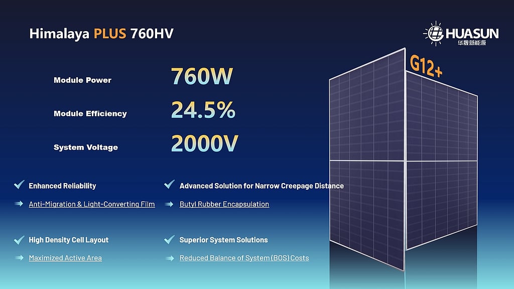 Huasun Launches 760 W HJT PV Module With 2,000 V System Voltage