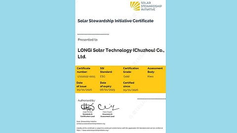 LONGi gets SSI Gold Medal