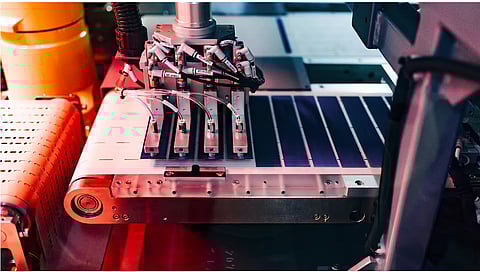 Combined tabber and stringer platforms are adapting to multi-cut formats, BC interconnection requirements, and evolving busbar strategies across global module markets. (Photo Credit: Tongwei)