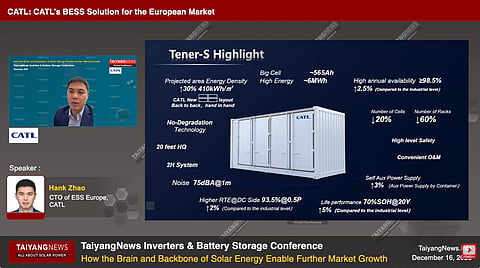 CATL Tener Battery Energy stoarge System at TaiyangNews Conference