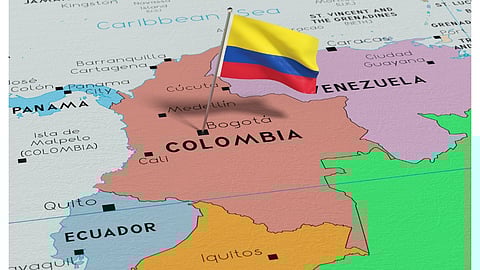 Colombia flag and map