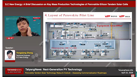 S.C New Energy’s perovskite pilot line integrates slot-die coating, inkjet printing, ALD, PVD, and evaporation systems for tandem solar cell manufacturing. 