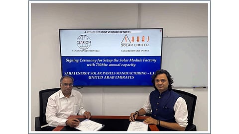 Sahaj Solar and Clarion Investments have formed a 50:50 JV to establish a 750 MW solar module manufacturing plant in the UAE. (Photo Credit: Sahaj Solar) 