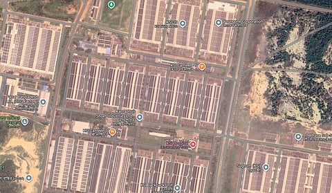 Figure 1: A screen grab from Google Maps showing 16 MW rooftop PV installation in Korean Export Processing Zone, Bangladesh.
