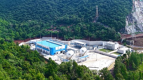 The Daye Hydrogen Energy project repurposes mine slopes for PV installation and underground caverns for hydrogen storage. (Photo Credit: Sungrow Hydrogen)