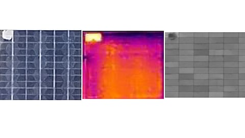 The same PV defect can appear differently under RGB, thermal infrared and electroluminescence imaging, according to TT Vision’s technical paper. (Photo Credit: TT Vision)