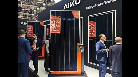AIKO showcased its 4th-generation INFINITE ULTRA utility-scale modules and the new Z Series residential products at Intersolar Europe 2026. 