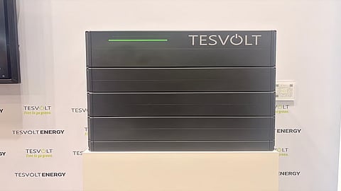 TESVOLTS's latest battery tower at Intersolar.