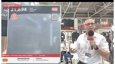 BISOL showcased its new grey-colored glass module, the BGO utility-scale series, and the Supreme module at Intersolar Europe 2026. (Image credit: TaiyangNews)