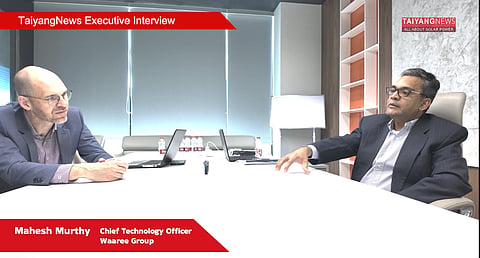 Michael Schmela (Managing Director, TaiyangNews) sits down with Dr. Mahesh Murthy (Group CTO, Waaree Energies) to discuss strategy, energy storage integration, and domestic manufacturing autonomy