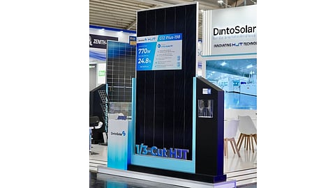 Dinto Solar's upcoming HJT module adopts a 1/3-cut cell layout, reflecting the growing use of multi-cut designs to improve module performance. (Photo Credit: Dinto Solar)