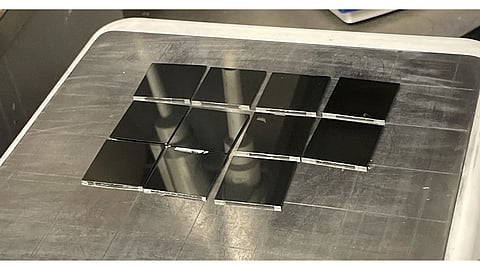 Perovskite films produced using zinc bromide and methylammonium chloride additives, which help control crystal growth and reduce defects at grain boundaries. 