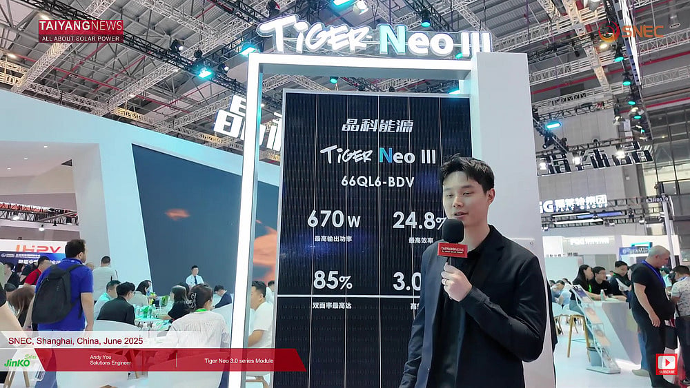JinkoSolar Unveils Tiger Neo 3.0 Module At SNEC 2025