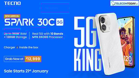 TECNO SPARK 30C 5G 8GB Variant Launched with No-Cost EMI Starting at ₹44/Day