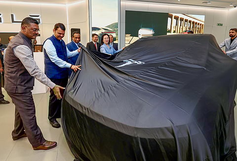 Tesla car company has entered India by opening its showroom in Mumbai.