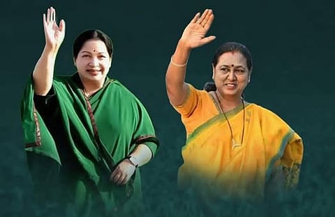 LK Sudhish Post on DMDK Leader Premalatha Vijayakanth vs Ex CM Jayalalithaa Photo