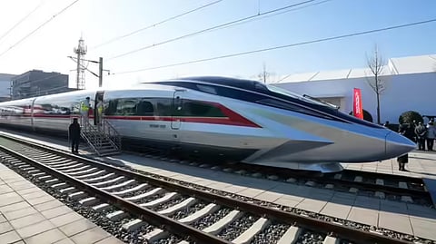 China Tests World's fastest High Speed bullet train Model CR450 Hits 281 Mph Record News in Tamil