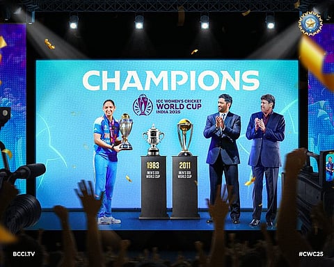 BCCI honours Captain Harmanpreet Kaur For Wins ICC Womens World Cup Poster goes vira