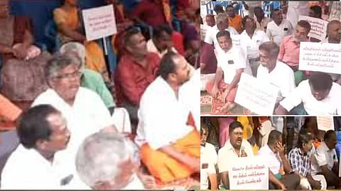 Local people hunger strike demanding that Karthigai Deepam be lit at Deepathun in Thiruparankundram