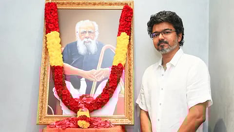 TVK leader cum Actor Vijay paid tribute to Periyar on his death anniversary ideological leader of party in panaiyur 