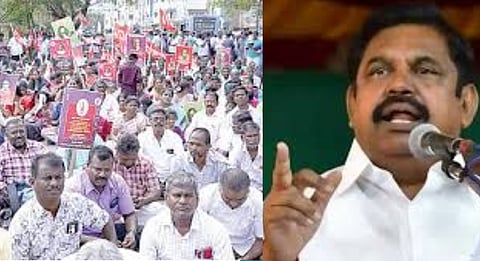 ADMK  holding a rally in support of TASMAC employees who fighting for permanent employment