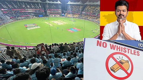 TNCA has officially banned TVK Symbol Whistle at T20 World Cup 2026 match in MA Chidambaram Stadium Chepauk Chennai