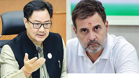 Minister Kiran Rajiju has accused Rahul Gandhi of being a major threat to country's security
