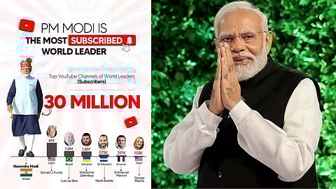 Prime Minister Modi achieves record of 30 million subscribers on YouTube