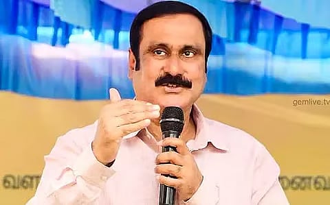 PMK leader Anbumani  alleged corruption cannot be hidden by erecting tarpaulin over L-shaped flyover in Madhya Kailash