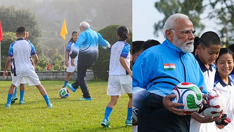 Prime Minister attends Sikkim's 50th Golden Jubilee, plays football with children
