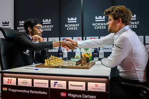 Praggnanandhaa defeats world number one Magnus Carlsen  Norway Chess Championship

