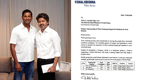Educational financial aid for three female students instead of a bouquet: Vishal moved after meeting CM Vijay!