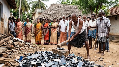Haryana Village Smashes 55 Smartphones to Fight Cyber Crime 